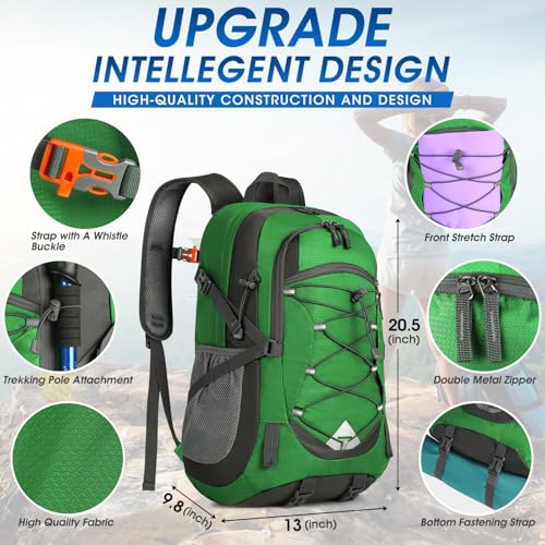 IGOLUMON Hiking Backpack 40L Packable Lightweight Camping Daypack Men Women | Multi-compartment storage Water-resistant Foldable Nylon Material Hiking Day pack for Camping Cycling Outdoor - color: Grass Green