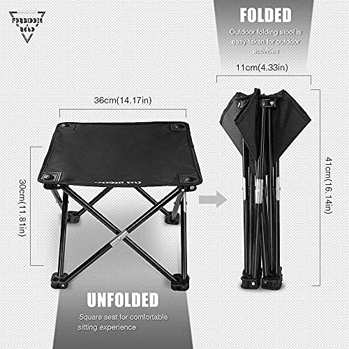 Forbidden Road Portable Folding Camping Stool with Carry Bag - color: Black, size: 14.17 * 11.8 inch