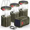 LETMY 4 Pack Camping Lantern, Rechargeable LED Lanterns, Solar Lantern Battery Powered Hurricane Lanterns Flashlight with 3 Powered Ways & USB Cable for Emergency, Power Outage, Hurricane Supplies - style: Green