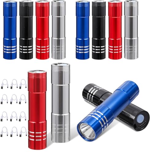 12 Pack Mini Small LED Flashlights USB C Rechargeable Flashlights Bulk Portable Ultralight Camping Bright High Lumens EDC Flash Light for Home Emergency Hurricane Supplies Christmas Gift - color: 12 Pack