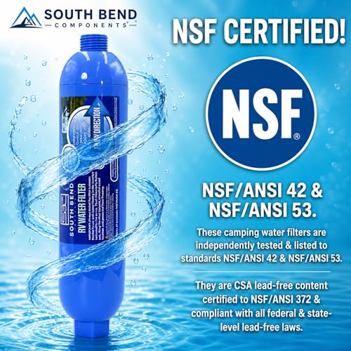 South Bend Components Reverse Osmosis (RO) Camper/RV/Boat/Yacht Water Inline Filter- NSF Certified! Includes ¾” Flexible Hose Protector, Compatible with Camco Water Filter, 40043, 40013, 4004 (2-Pack) - style: 2