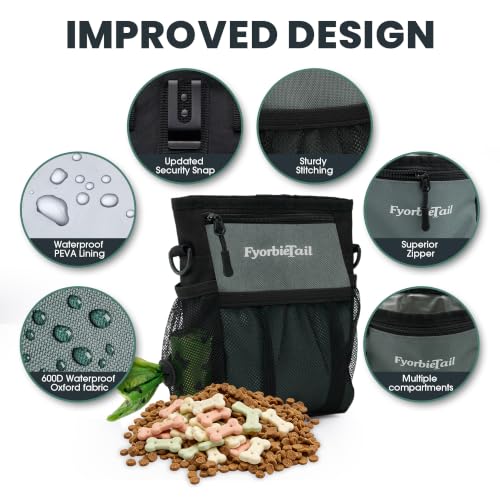 Dog Treat Pouch, 4 Cup Training Bag, Magnetic Closure, 3 Way Wear, Gray - color: Gray