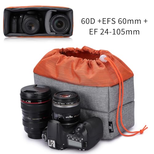 Koolertron Waterproof DSLR Camera Bag with Removable Insert, Adjustable Compartments, Fits in Camera Bags - Protective Case for DSLR/SLR Cameras & Accessories - color: Gray+Orange