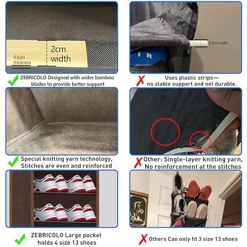 10 Tiers Shoe Organizer for Closet, 20 to 30 Pairs Shoe Rack Door - color: Coffee