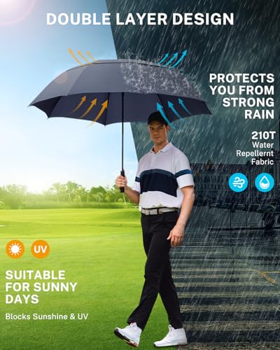 Gonex 62/68/72/80 Inch Golf Umbrella, Auto Open, Windproof, UV Protection - color: Navy, size: 72 inch