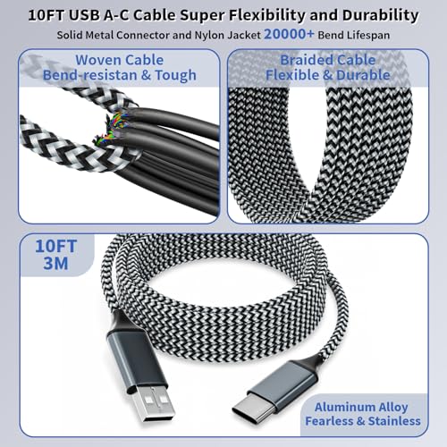 2Pack Fast iPhone Charger[Apple MFi Certified]10FT 2 Port USB Fast Charging | Block with iPhone 17 USBA-C Braided Cable Cords,Apple Charger Adapter for iPhone 17 Air/16e/17/16/15/15 Plus/Pro/Pro Max/iPad - color: Black 10FT A-C