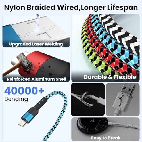 Travel Essentials 4 in 1 Multi Charging Cable for iWatch Charger, 1Pcs 5FT | Travel Charging Cords for Multiple Devices with Dual Type-C/IP/iWatch Charger, Travel Cable for iWatch Ultra/11-2, iPhone17-8 - color: Black&Red&Green&Blue