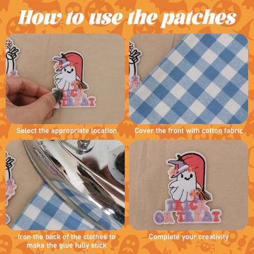 50 Pcs Ghost & Pumpkin Boo Halloween Patches - Cute Embroidered Iron On for Clothes, Hats, Backpacks, Jackets Accessories (50 Pcs) - color: Halloween Ghost & Pumpkin - 50Pcs