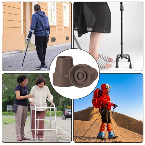 4 Pack Replacement Rubber Cane Tips 3/4 Inch Heavy Duty Rubber Crutch Tips Non Slip Walker Tips for Walkers Commodes Shower Chairs Canes Leg (Brown) - color: Brown