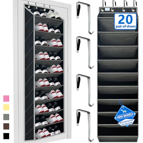 10 Tiers Shoe Organizer for Closet, 20 to 30 Pairs Shoe Rack Door - color: Black/Grey