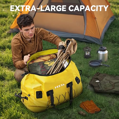 HEETA Waterproof Duffel Bag Travel Motorcycle Dry Bag Backpack 60L/80L/110L - color: Yellow, size: 80L
