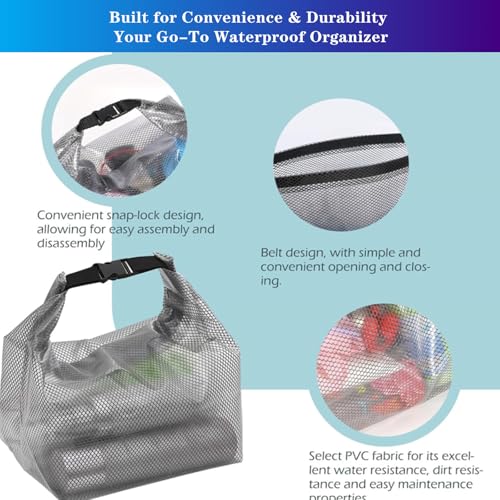 Waterproof Roll Top Dry Storage Bag, 2-Pack Lightweight Foldable Organizer Toiletry Bag, Multi-Purpose Dry Wet Separation Pouch for Travel, Commute, Gym, Swimming, Camping, Cosmetics, Fragile Items