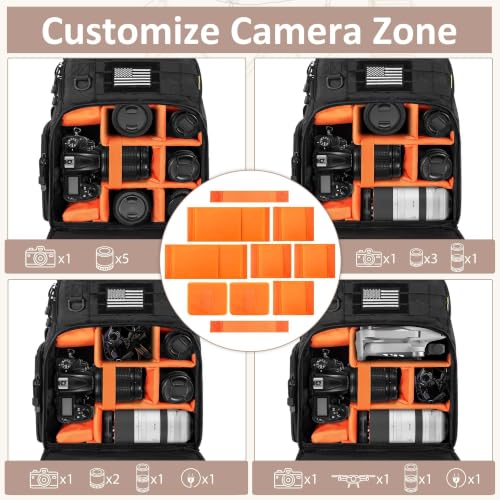 TORIBIO Camera Tactical Backpack Bag for DSLR/SLR/Mirrorless Photography - color: Black, size: With Rain Cover