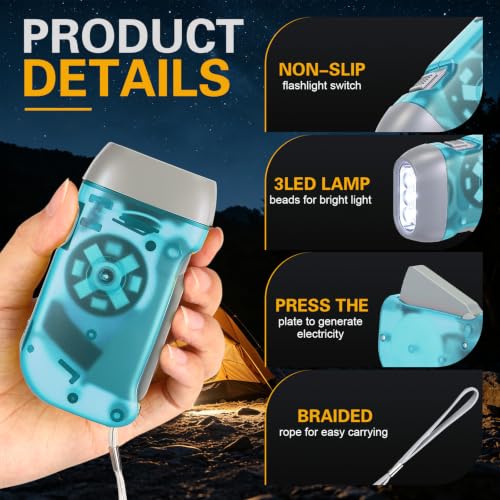 Mudder 24 Pack Hand Crank Flashlight - color: Light Blue, Pink, Purple, Yellow
