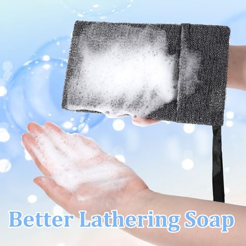 2Pcs Travel Soap Bar Bag with 2 Pcs Foaming Nets, Quick Dry Soap Pouch Bar Soaps Case for Baths or Showers Travel Portable Case Bars Cleaner Pouch Saver Pocket for Camping Enthusiasts（Black & Grey）