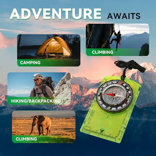 Compass Military Grade, Precision Navigation Compass for Hiking - color: green