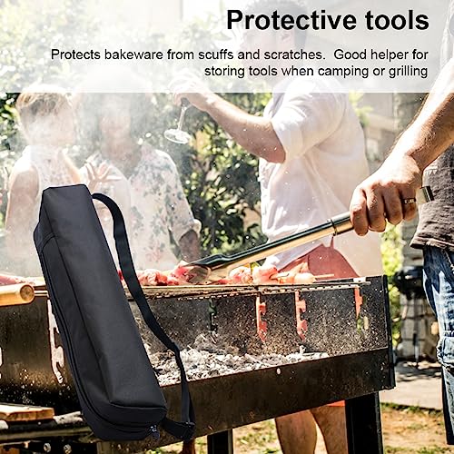 Grill Storage Bag, Oxford Cloth BBQ Tools Carry Bag, Waterproof Grill Utensil Accessory Storage Bag, Grill Utensil Holder Pouch for Camping Picnic Barbecue(size:57 x 10 x 10cm)