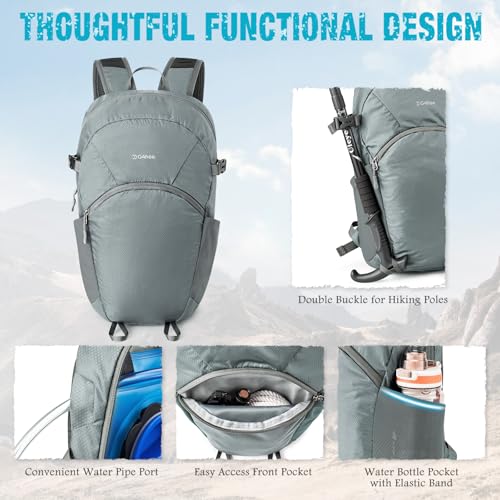 G4Free 25L Lightweight Hiking Backpack for Men Women - color: Grey