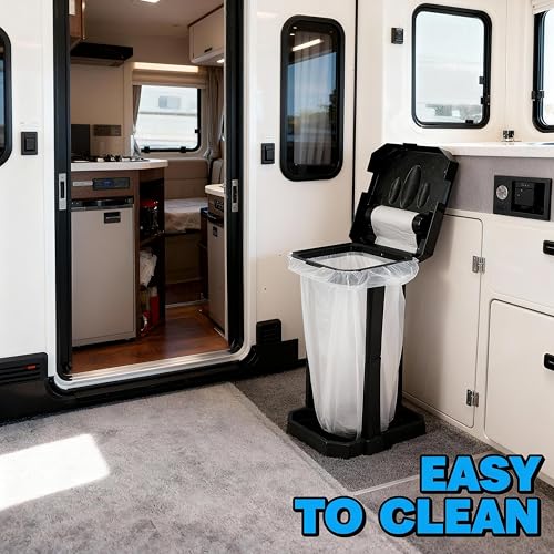 Collapsible Trash Can with Reinforced Legs & 20 Bags – Portable Garbage Bin for Camping, RV, Picnics, Indoor/Outdoor Use, Easy Assembly, Compact Storage, Includes Ground Pegs for Stability