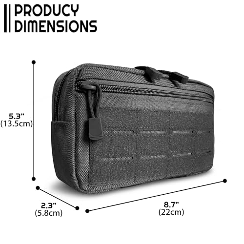 Tactical Molle Admin Pouch | Utility EDC Tool Pouch Bag | Backpack Strap Pouch | Battle Belt Accessories Pouch for Chest Vest Waist Gear - color: Black