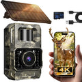 MAXDONE Solar WiFi Trail Camera, 4K 64MP Bluetooth Night Vision Game Camera | Solar Trail Camera for Deer Hunting Wildlife, WiFi Bluetooth game cameras with night vision motion activated IP66 waterproof - size: PH960W-1