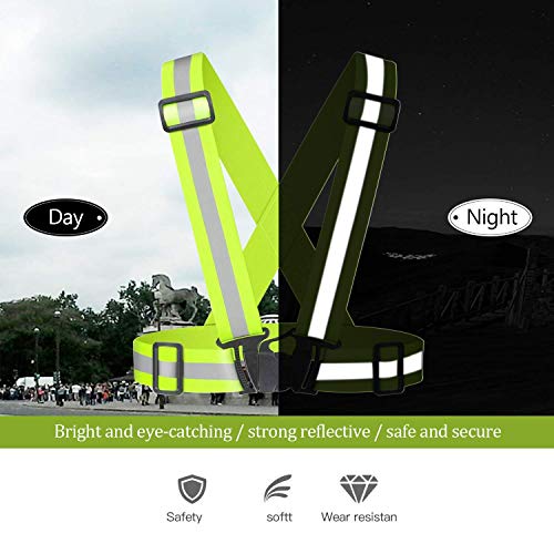 Chiwo Reflective Vest Running Gear 2Pack, High Visibility Adjustable Safety Ves for Night Cycling,Hiking, Jogging,Dog Walking - color: Green