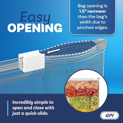 100 Count - Slider Zip Food Storage Bags, 8" x 10" (1/2 Gallon) 3 Mil Heavy Duty, Strong & Durable For Freezer Storage, For Sandwiches, Snacks & More. GPI - size: 8" X 10"