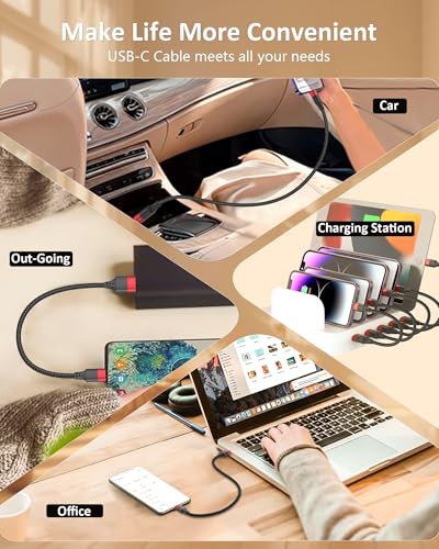 1.5ft USB C Cable, 2 Pack USB to USB C Cable 18 inch, Braided Type C Charger Cord Fast Charging for iPhone 17 16 15 Pro Max, Samsung Galaxy S25 S24 S23, Pxiel,USBC Short Cable for Car - size: 1.5 FT
