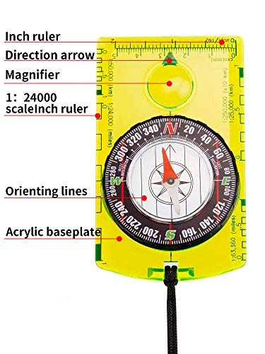 Gejoy 4 pcs Orienteering Compass Advanced Scout Compass for Hiking Wilderness Survival Gifts for Kids Outdoor Hunting Camping Backpacking