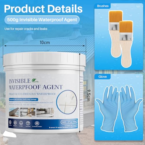 Invisible Waterproof Agent 17.6 Oz, Transparent Waterproof Coating Adhensive Leak Repairing, Water-Based Clear Liquid Water Proof Sealant - size: 17.6 OZ