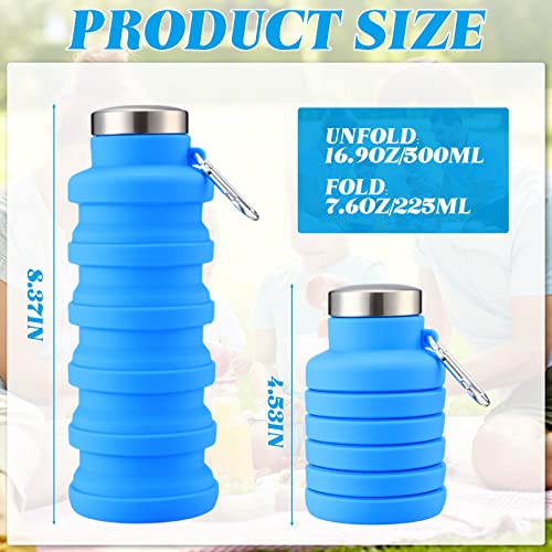 Lallisa 4 Pcs Collapsible Water Bottles 17 oz Reusable Silicone Foldable Travel Water Bottle Portable Leak Proof Sports Water Bottles for Gym Camping Hiking (Blue, Purple, Gray, Green) - color: Blue, Purple, Gray, Green