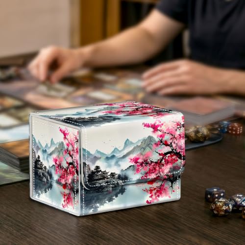 Premium Commander Deck Box,Magnetic Trading Card Storage Case for MTG TCG - Fits 100+ Single-Sleeved Cards,Pink Trees Mountains - color: Pink Trees Mountains