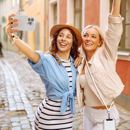 Phone Lanyard, 2 Pack Adjustable CellPhone Lanyard Crossbody Neck Strap and 2 Pack Phone Wrist Strap with Tether Tabs for iPhone Android Smartphones White Black - color: White + Black