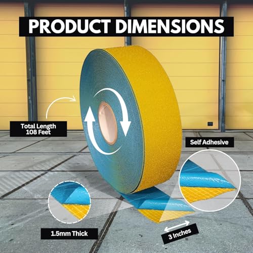DuraMark RPT-750 Reflective Pavement Marking Tape, Yellow, 3 in x 108 ft - color: Yellow, size: 3 Inch x 108 Ft