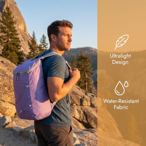 4 Pack Lightweight Backpack Packable with Bungee Cord and Mesh Pockets Rucksack-Grey Khaki Black Purple - color: Grey Khaki Black Purple