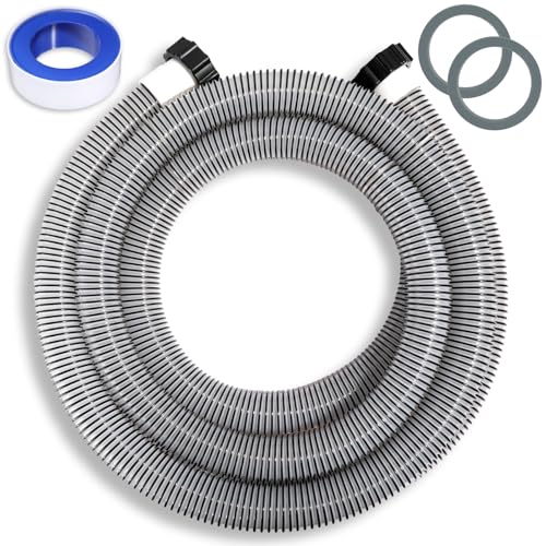 1 Pack 1 1/2 Pool Hose for Above Ground Pools 15ft Long Pool Pump Replacement Filter Hoses 1.5" EVA Swimming Pools Filter Hose for Filters Pumps, Saltwater Systems and Sand filters (Black) - color: Black