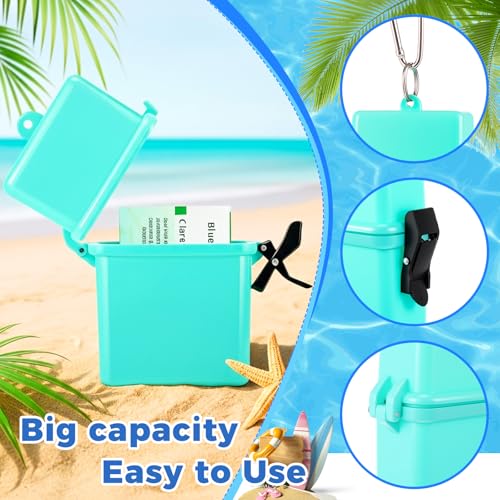 Outus 6 Pieces Waterproof Case ID Card Holder with Floating Sports Case Locker with Carabiner Hanging Ring and Rope 4.69 × 3.70 × 1.42 Inch (Solid Color) - color: Solid Color