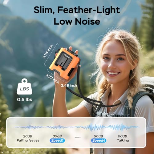 AMACOOL Mini Portable Waist Fan Clip on, 13000RPM Wearable Shirt Belt Fan - color: ORANGE