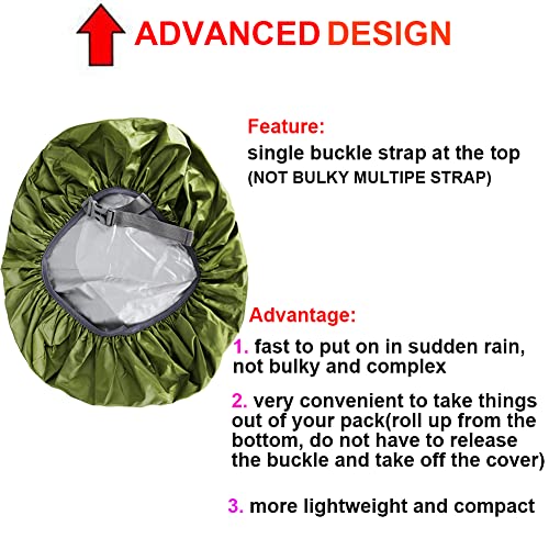 Waterproof Backpack Rain Cover with Anti Slip Buckle Strap for Camping, Hiking, Traveling, Hunting, Biking, 15-80L - color: Black, size: 50L - 60L