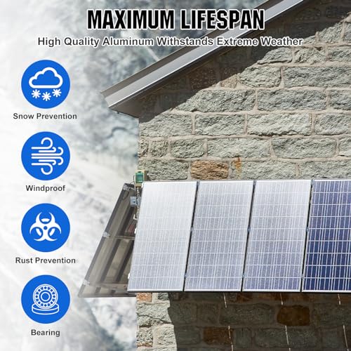 ECO-WORTHY 4 Sets 45inch Adjustable Solar Panel Mount Brackets Stand with Foldable Tilt Legs, Ideal for 4-8pcs 100 200 300 400 Watt Solar Panel for Roof, RV, Boat, and Off-Grid - size: 45in (4-Pack)