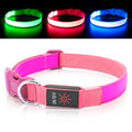 LED Dog Collar Light Up Dog Collars Red Light USB Rechargeable, Adjustable Size Heavy Duty TPU Nylon Webbing Glow Safety Basic Dog Collars for Large Medium Dogs (M,Candy Pink) - color: Pink-Fully adjustable (Red Light), size: M(13.39-19.69 inch/34-50 cm)