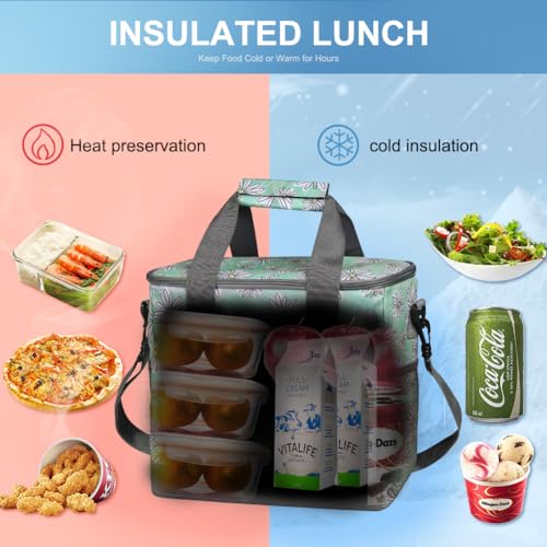 iknoe 24 Can Insulated Cooler Bag, Leakproof Lunch Tote Bag 15L - color: Daisy, size: Large