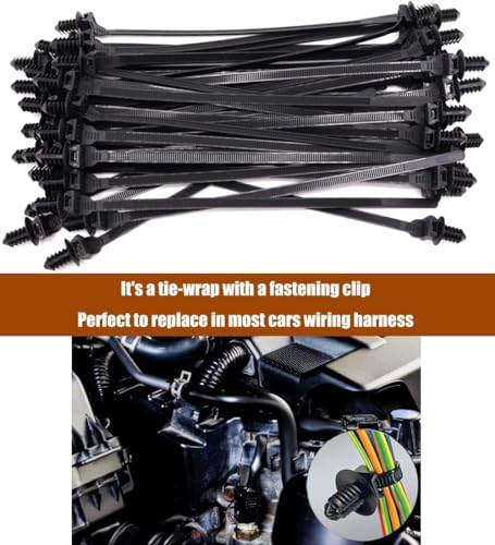 Push Mount Zip Ties, 8 inch Cable Zip Tie Black Wire Tie with Push Pin Fir Tree Zip for Indoor and Outdoor (80 Pack) - size: 8.3x0.2inch (80Pcs)