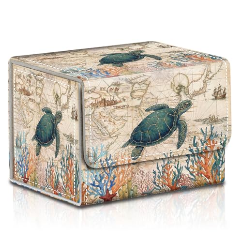 Commander Deck Box, Green Turtle Map, Magnetic Trading Card Storage - color: Green Turtle Map