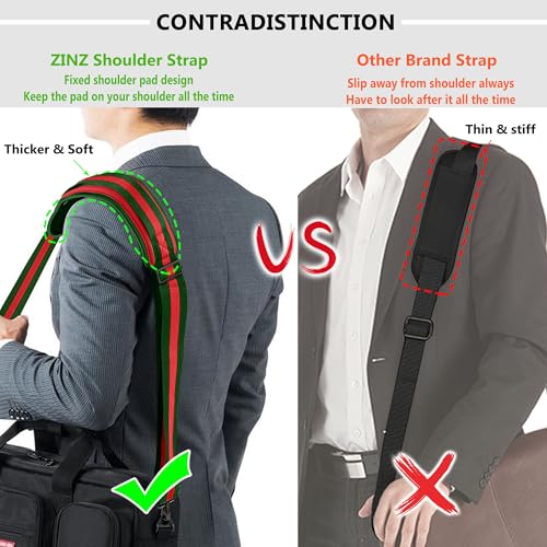 ZINZ Bag Shoulder Strap, Padded Adjustable Shoulder Strap Replacement - color: Stripes-grwgr, size: 57"