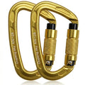 Oupeng sky Auto Locking Carabiner Clips - 28KN (6172lbs) Heavy Duty Caribeaners, Large Carabiner Clip for Keychains，Hammock，Camping, Gym, Hiking, Outdoor ，Dog Leash - color: 2 Gold