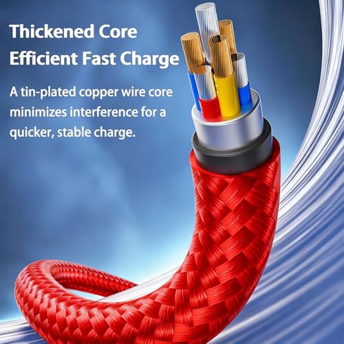 USB Cable PD Fast Charger Lighted Up (USB 6IN1 Braid Red),A Mobile Phone Data Cable, specifically a Fast Charging Cable, Crafted from Nylon Braided Material. - color: USB 6IN1 Braid Red