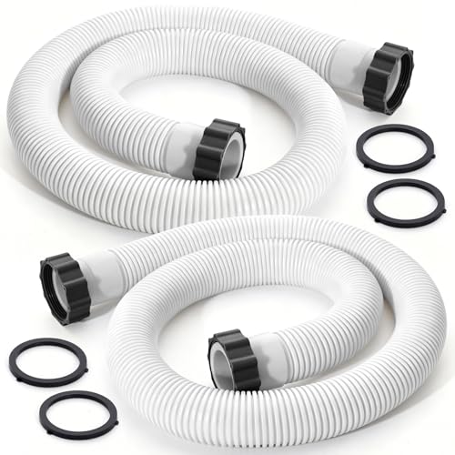 29060E 1.5" White Pool Pump Hose Replacement | Compatible with Intex Sand Filters/Saltwater Systems & Coleman Above Ground Pools 59" Long Polyethylene Spiral Hose - 2Pack - color: White