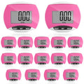 Weewooday Pedometer for Walking Steps and Miles Simple Pedometer Clip on with Large Digital Display Portable LCD Step Counter Bulk Gift for Women Men Adults - color: Pink