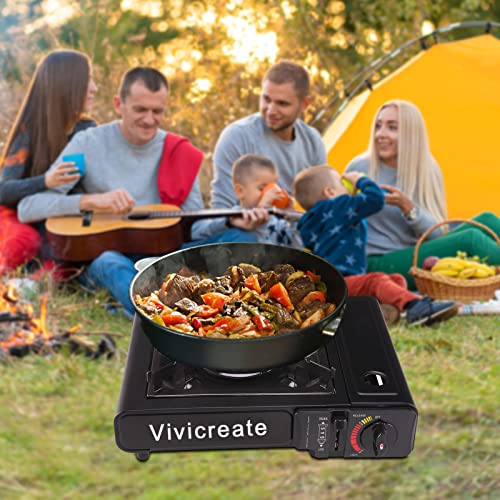 Vivicreate Portable Butane Stove 8500 BTU, Butane Stove with Auto Ignition for Camping, Lightweight Portable Gas Stove Burner with Safety Lock, Butane Burner, Estufa de Gas Portatil(Black) - color: Black